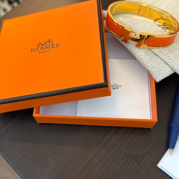 Hermes Clic H Orange and Gold Bracelet - Picture 1 of 5